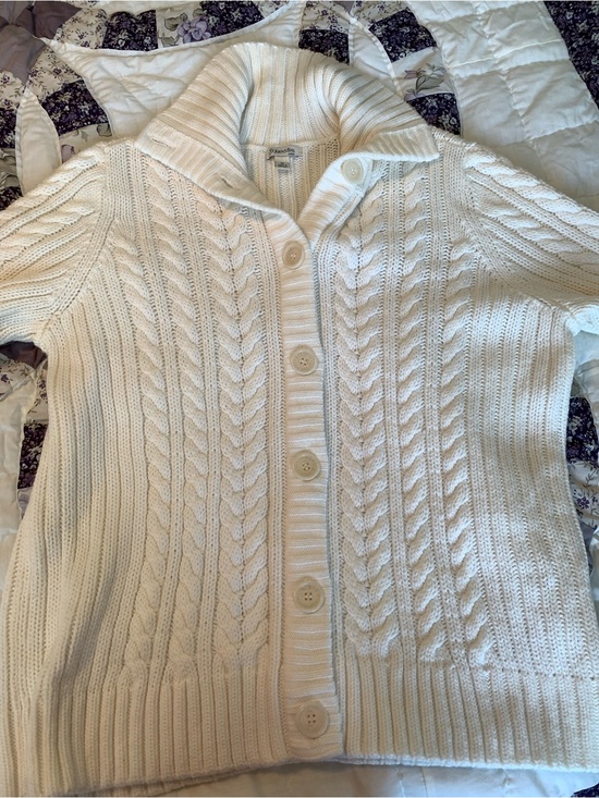 St. John's Bay Sweaters - St. John's Bay Cream Cable-Knit Button Cardigan